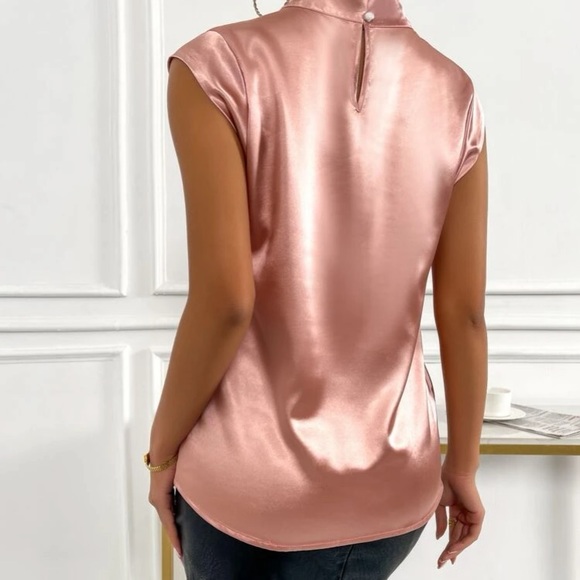 Mock neck satin blouse - Picture 3 of 6